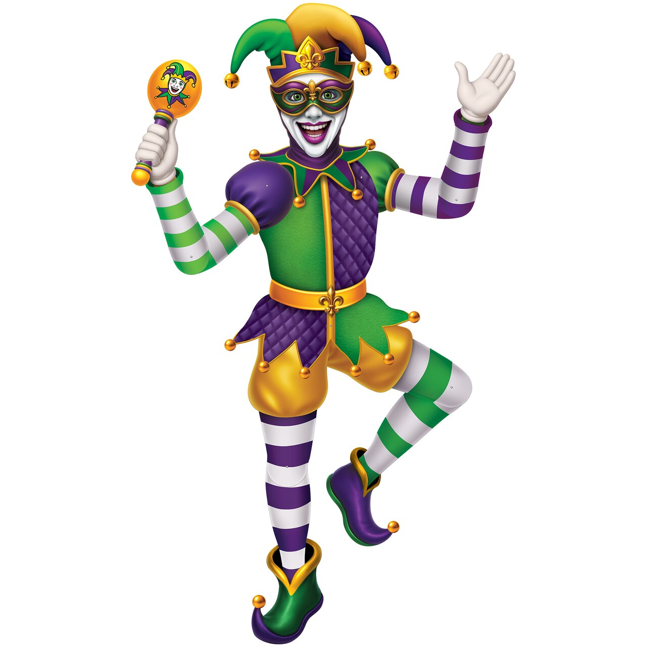 Beistle - 3' - Multicolor - Articulated Mardi Gras Jester Decoration - 12 Pieces